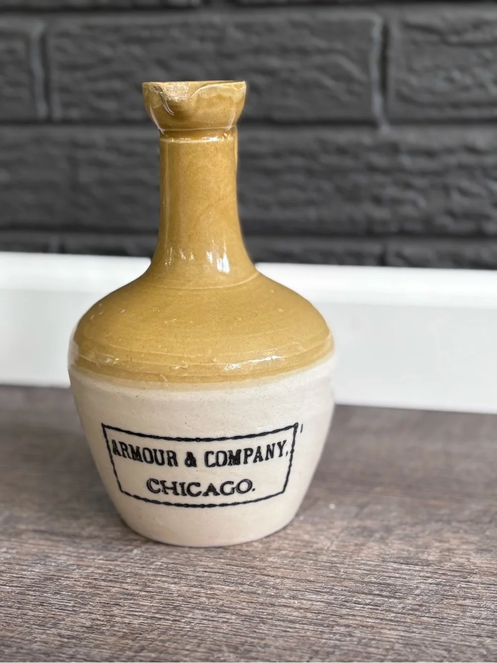 Armour & Company Chicago Stoneware Jar — Mustard & Cream